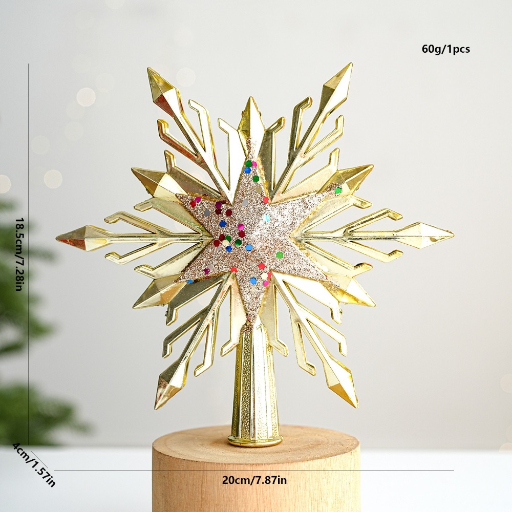 Star Tree Topper - Plastic Star Topper Electroplated 3D Design
