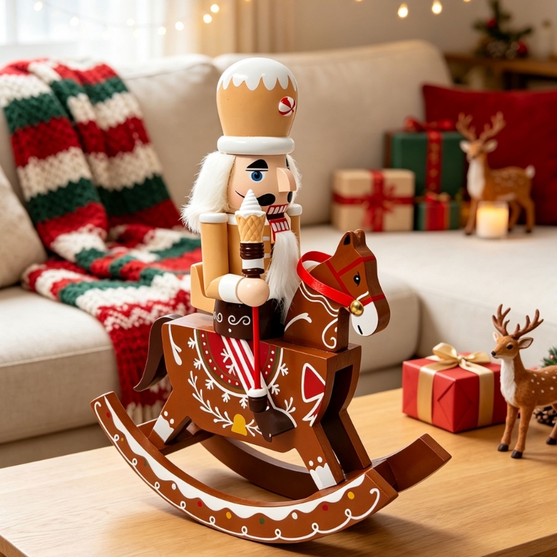 Nutcracker Figurine - Nutcrackers Figurine on a Gingerbreads-Inspired Rocking